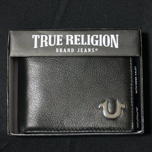 TRUE RELIGION MEN LEATHER BLACK WALLET NWT
